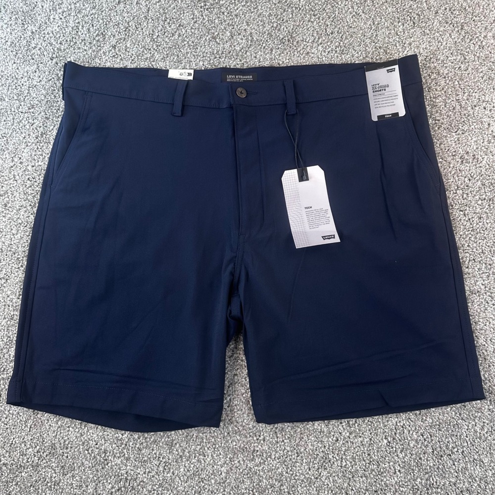 Levis XX Chino Tech Shorts Men 44 Navy Blue Standard Stretch UPF 50+ Beach NEW